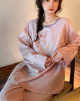 Bamboo Cotton Pyjama Set - Cheongsam Collar and Embroidered Cuffs