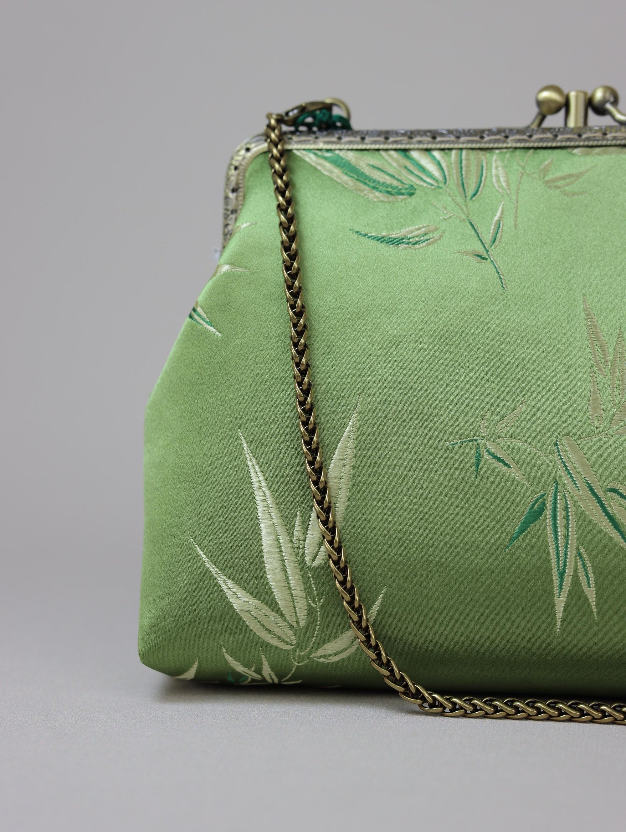 Handmade Silk Brocade Tassel Evening Bag | Oriental Clutch Purse with Vintage Brass Frame | Chinese Embroidered Handbag for Women