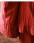 Muted Red Gauze Cotton Pajamas: Two Collars Type | 2025 Christmas Pyjamas | Gift-Ready Organic Loungewear Set
