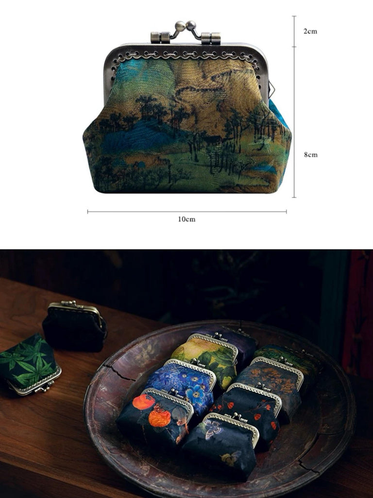 Mini Xiangyun Silk Coin Purse | Handmade Oriental Kiss-Lock Pouch | Vintage Chinese Brocade Clutch Gift for Women