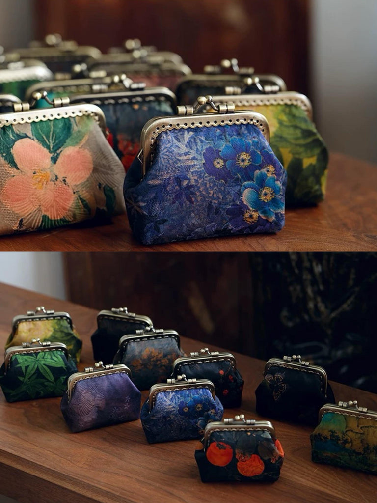 Mini Xiangyun Silk Coin Purse | Handmade Oriental Kiss-Lock Pouch | Vintage Chinese Brocade Clutch Gift for Women