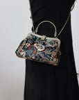 Handmade Song Brocade Silk Handbag “Jinsha Feidie” | Oriental Evening Bag with Vintage Brass Frame | Crossbody Heritage Purse for Women
