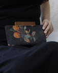 Handmade Silk Handbag with Wooden Clasp | Natural Dyed Xiangyun Silk Persimmon Print Crossbody | Oriental Heritage Evening Purse