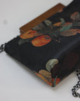 Handmade Silk Handbag with Wooden Clasp | Natural Dyed Xiangyun Silk Persimmon Print Crossbody | Oriental Heritage Evening Purse