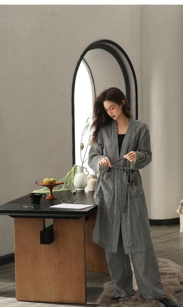 Gauze Cotton Robe Set | Relaxed Minimalist Loungewear | Soft Breathable Pyjamas for Women | Sustainable Homewear Outfit