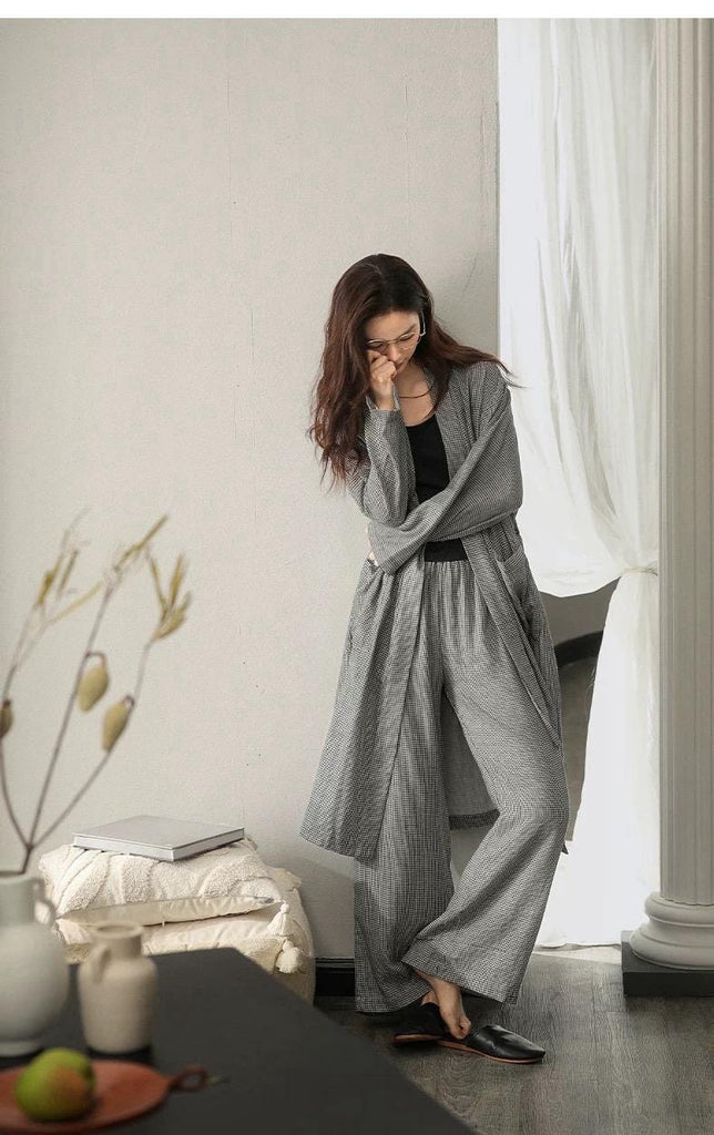 Gauze Cotton Robe Set | Relaxed Minimalist Loungewear | Soft Breathable Pyjamas for Women | Sustainable Homewear Outfit