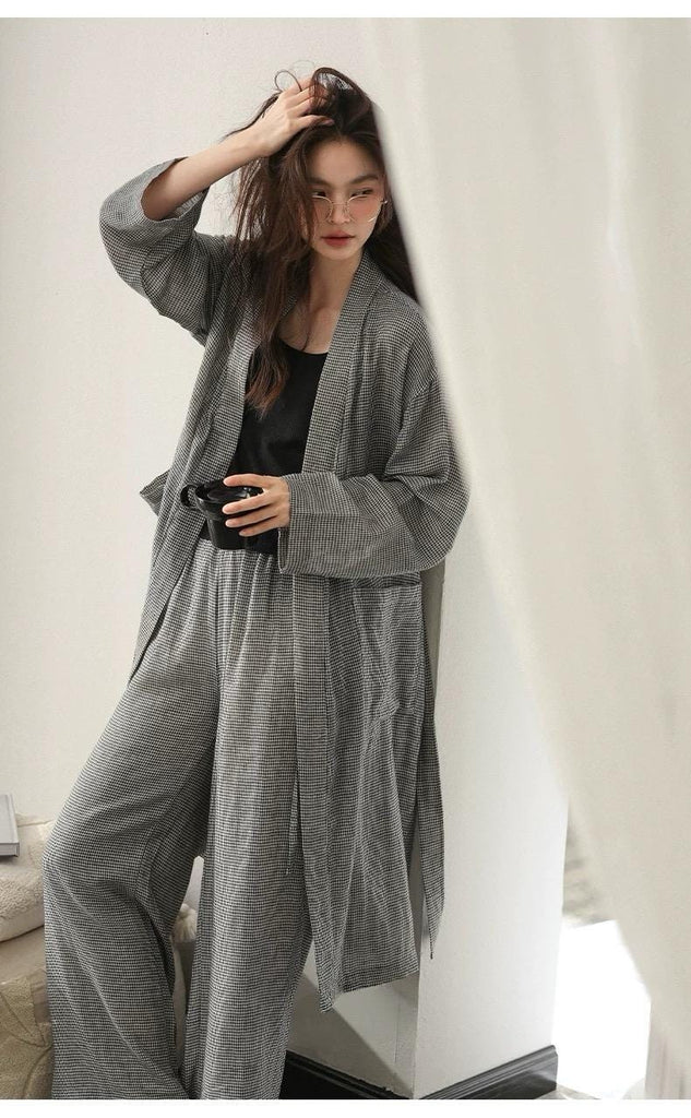 Gauze Cotton Robe Set | Relaxed Minimalist Loungewear | Soft Breathable Pyjamas for Women | Sustainable Homewear Outfit
