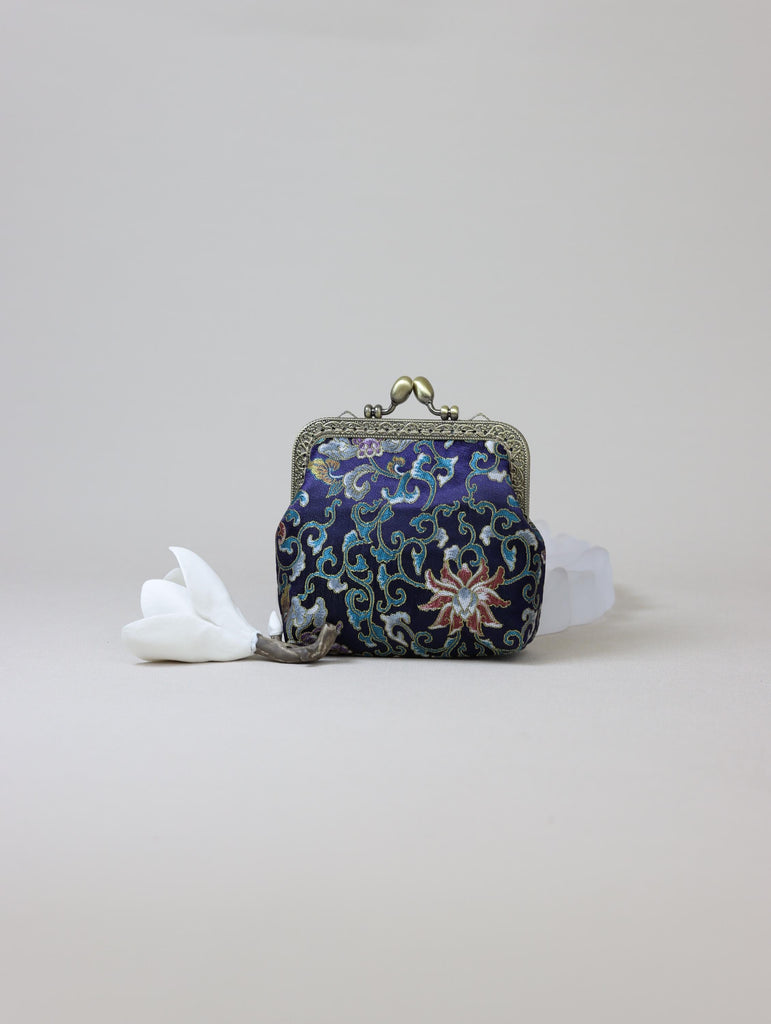 Handmade Silk Coin Purse | Oriental Embroidered Mini Purse with Vintage Metal Frame | 10 Designs | Heritage Gift for Women