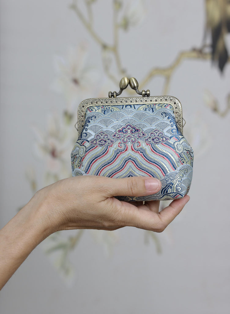 Handmade Silk Coin Purse | Oriental Embroidered Mini Purse with Vintage Metal Frame | 10 Designs | Heritage Gift for Women