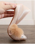 Embroidered Fur Mule Slippers for Women – Oriental Winter House Shoes, Warm Indoor Slippers, Soft Cotton Loafers, Gift for Her