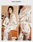 Silk Blend Japanese Kimono Wrap Pyjama Set - Frog Button Loungewear