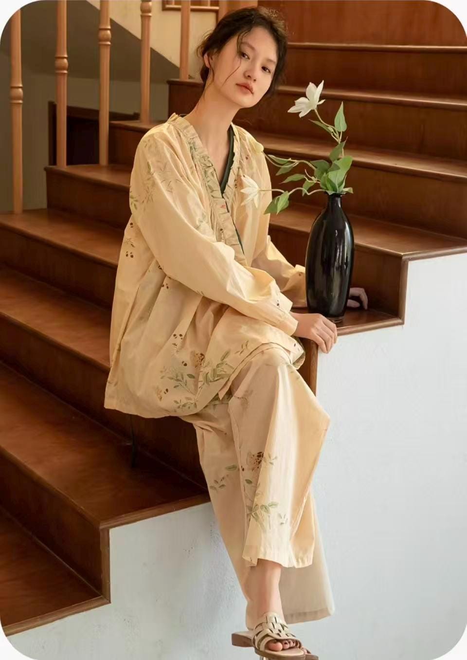 Luxury Cotton Robe for Women Christmas gift for Her All-Season Long Sleeve Lounge Robe, Winter Bathrobe for Indoor and Outdoor Wear