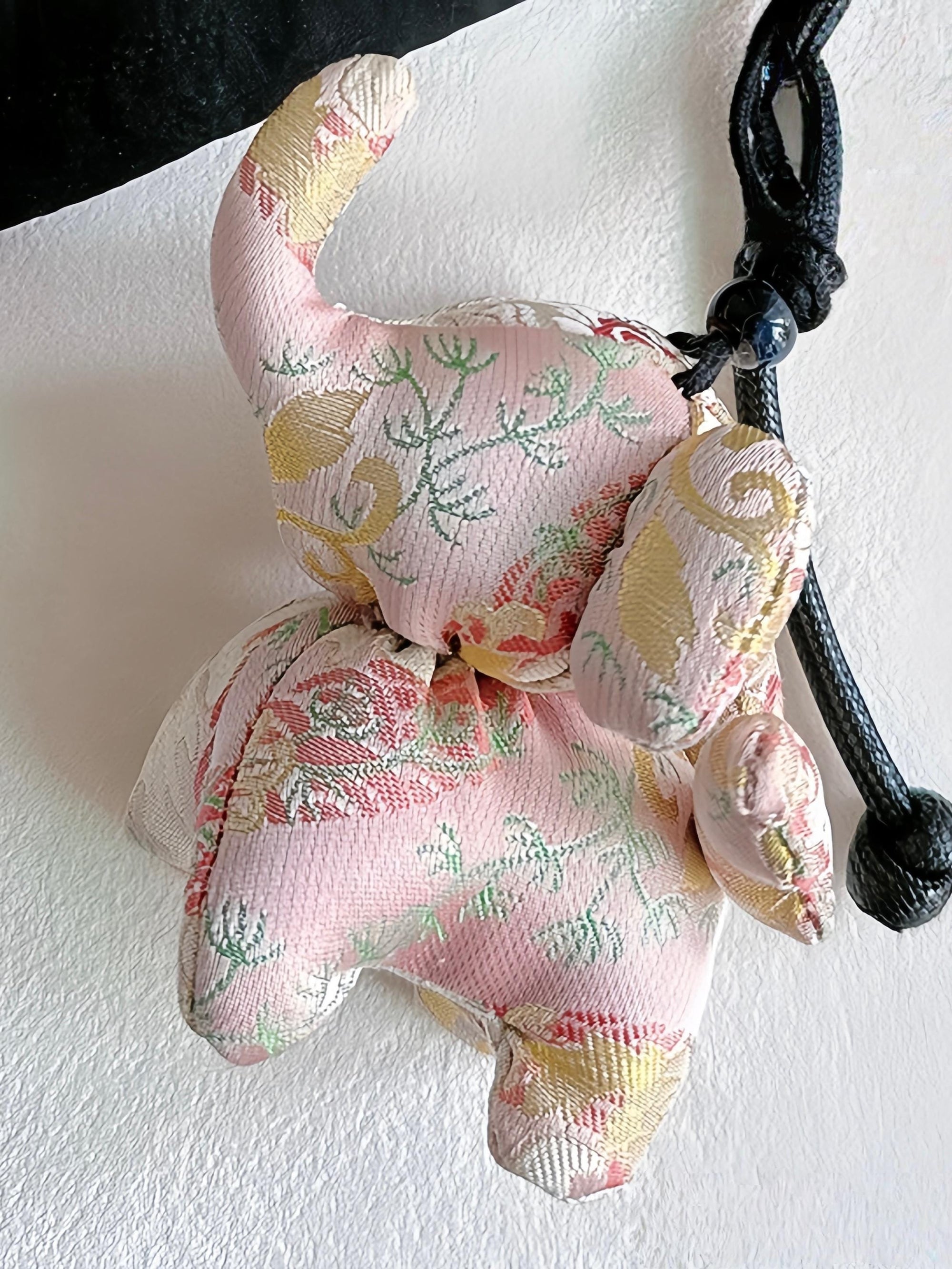 Christmas Bag Charm – Silk Fabric Hanging Ornament for Christmas Stocking Filler, Lucky Elephant , Handmade Christmas Gifts