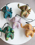 Christmas Bag Charm – Silk Fabric Hanging Ornament for Christmas Stocking Filler, Lucky Elephant , Handmade Christmas Gifts