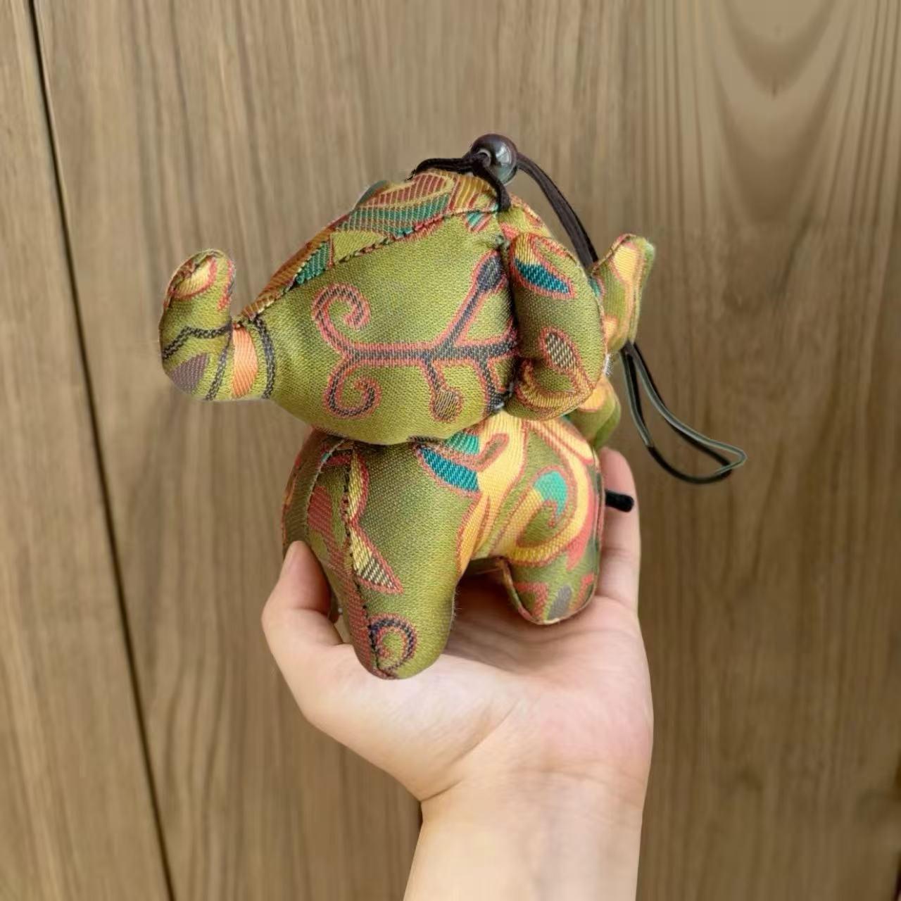 Christmas Bag Charm – Silk Fabric Hanging Ornament for Christmas Stocking Filler, Lucky Elephant , Handmade Christmas Gifts