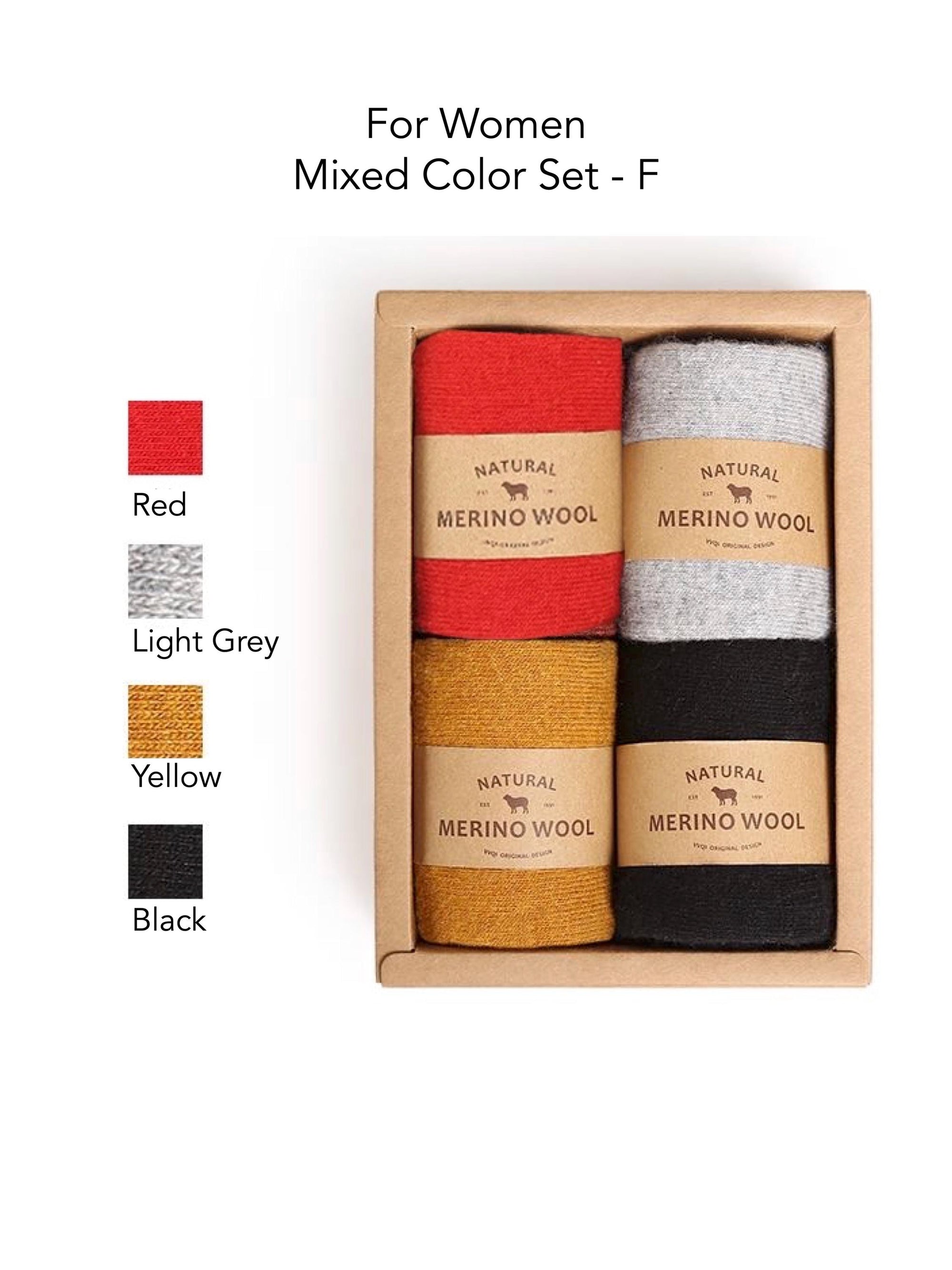 Merino Wool Socks Gift Box: Australian Wool Blend, Unisex, Set of 4 Christmas Gift Wrapped, Stocking Fillers
