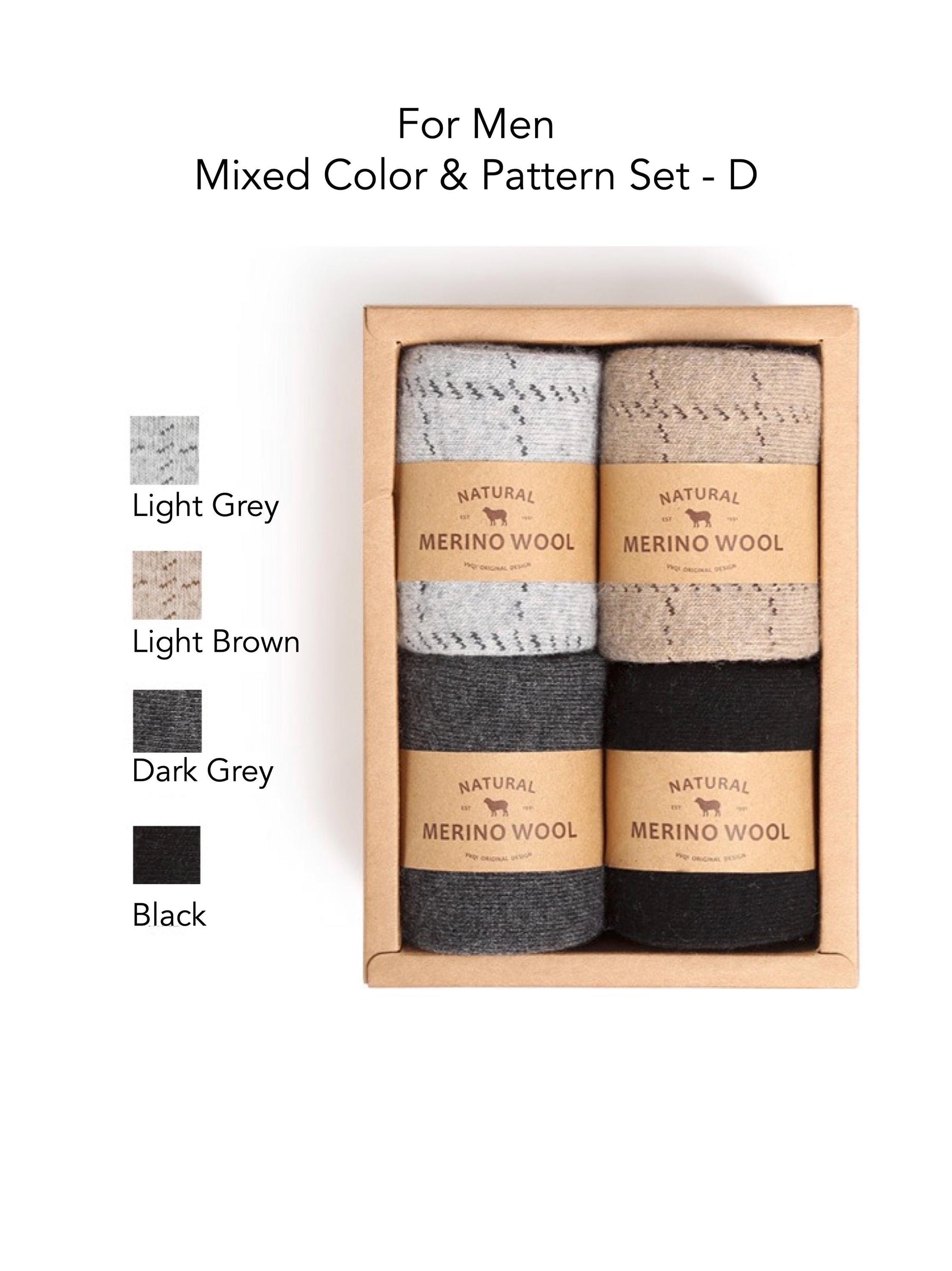 Merino Wool Socks Gift Box: Australian Wool Blend, Unisex, Set of 4 Christmas Gift Wrapped, Stocking Fillers