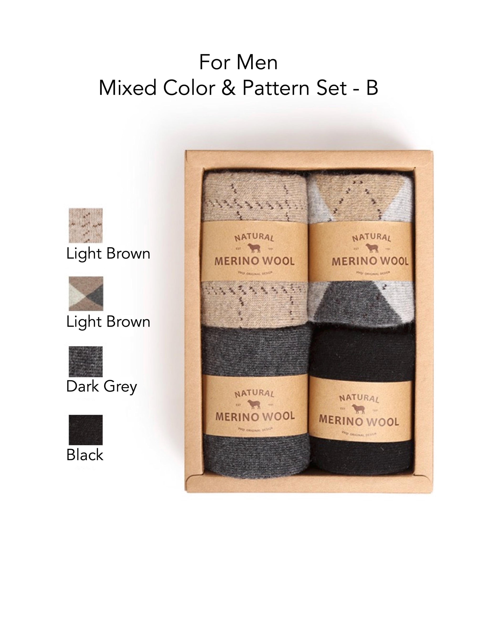 Merino Wool Socks Gift Box: Australian Wool Blend, Unisex, Set of 4 Christmas Gift Wrapped, Stocking Fillers