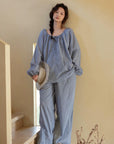 Bamboo Cotton Embroidered Pajama, Soft Breathable Loungewear, Oversized Fit Lounge Set, Sustainable Clothing, Gift Pack for Christmas
