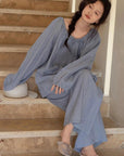 Bamboo Cotton Embroidered Pajama, Soft Breathable Loungewear, Oversized Fit Lounge Set, Sustainable Clothing, Gift Pack for Christmas