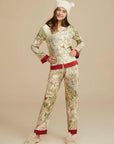 Luxury Satin Silk Pajama Set: Floral Long Sleeve Sleepwear, Christmas Party Pyjamas