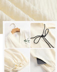 Kimono Style Cotton Loungewear Set – Bamboo Embroidered Gauze Pajamas for Women, Soft 2-Piece Sleepwear, Relaxed Fit Pyjamas, Gift for Her