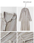 Neutral Long Robe Dress for Women | Soft Cotton Loungewear with Frayed Cuffs | Relaxed Homewear | Elegant Minimalist Gift