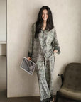 Butterfly Print Cotton Pyjama Set: Oriental Button-Up Loungewear