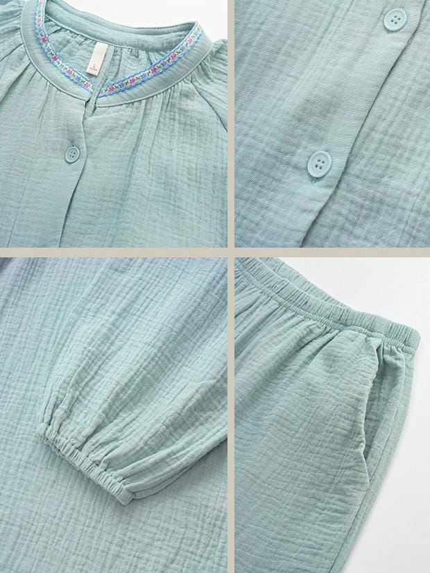 Gauze Cotton Pajamas Set for Women | Zen Meditation Outfit | Soft Breathable Loungewear | Relaxed Homewear | Gift for Her