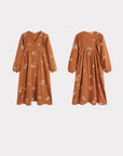 Women's Muslin Cotton Pajamas Dress – Orange Embroidered Loungewear, Button Front Sleep Dress, Relaxed Fit Nightgown, Maternity Dress