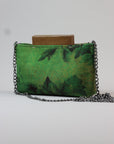Handmade Silk Handbag with Wooden Clasp | Natural Dyed Xiangyun Silk Persimmon Print Crossbody | Oriental Heritage Evening Purse