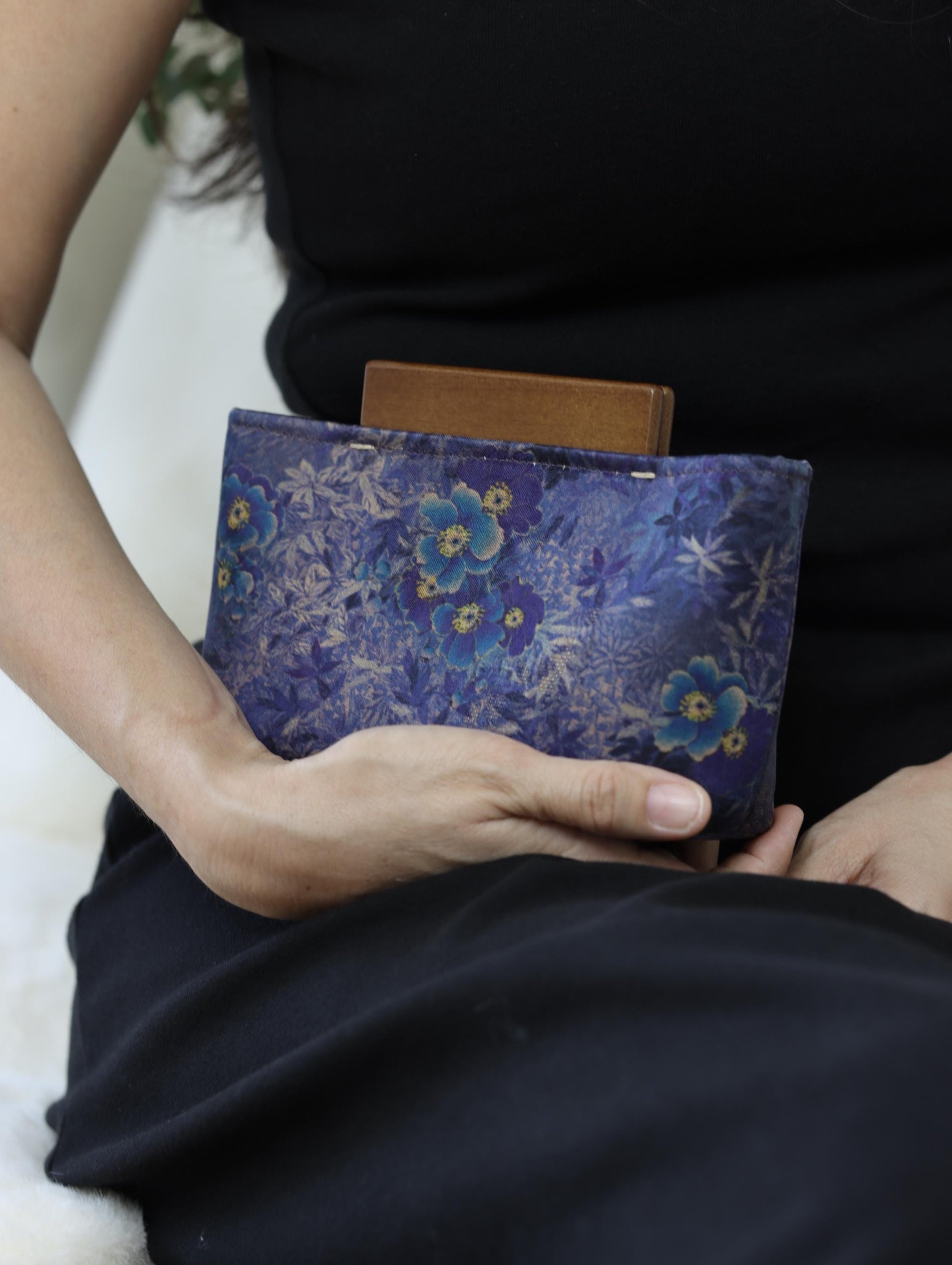 Handmade Silk Handbag with Wooden Clasp | Natural Dyed Xiangyun Silk Persimmon Print Crossbody | Oriental Heritage Evening Purse