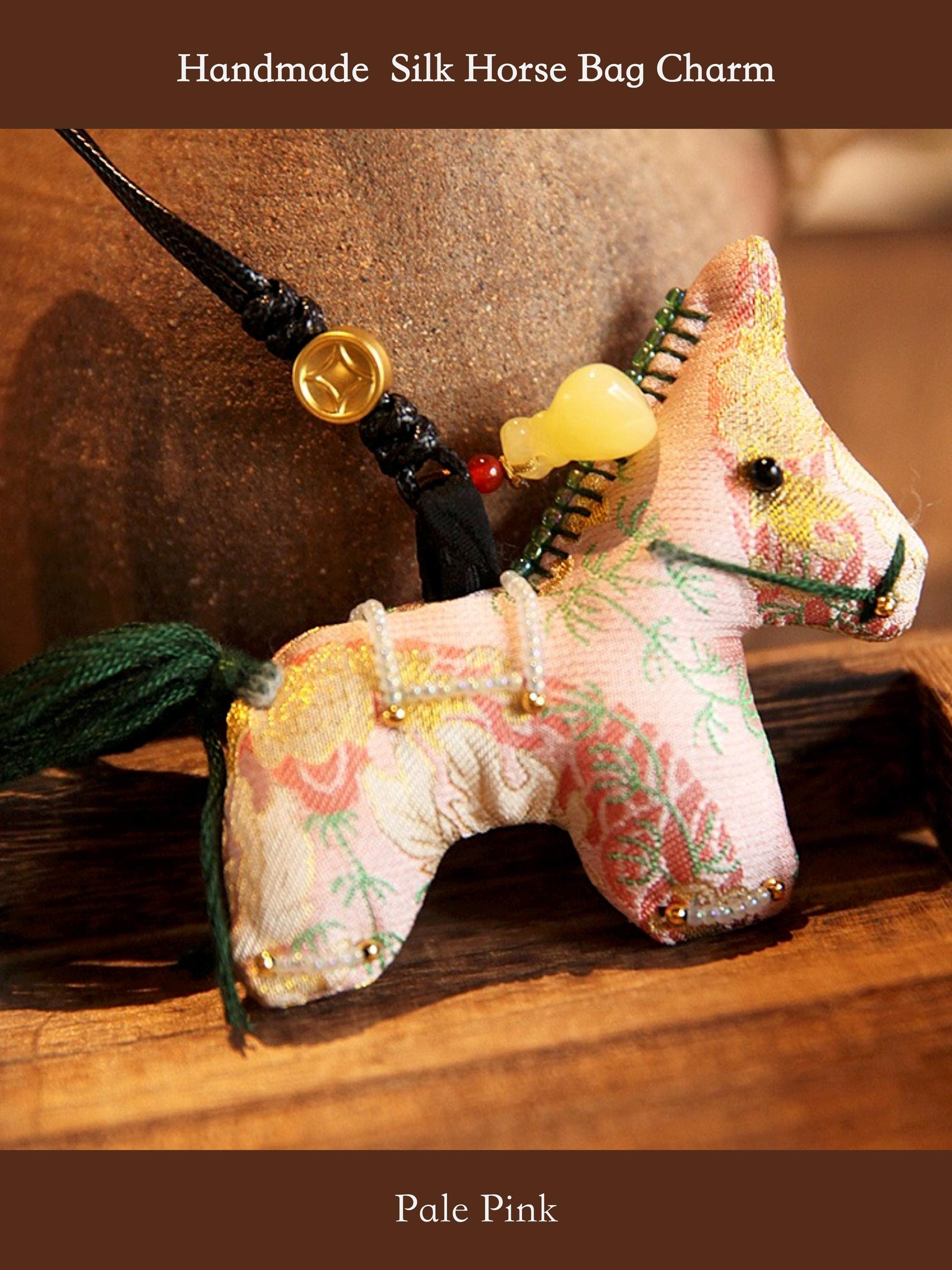 Handmade Silk Horse Bag Charm – Christmas Stocking Filler, Embroidered Horse Ornament, Lucky Horse Keyrings, Christmas Tree Decor
