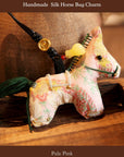 Handmade Silk Horse Bag Charm – Christmas Stocking Filler, Embroidered Horse Ornament, Lucky Horse Keyrings, Christmas Tree Decor