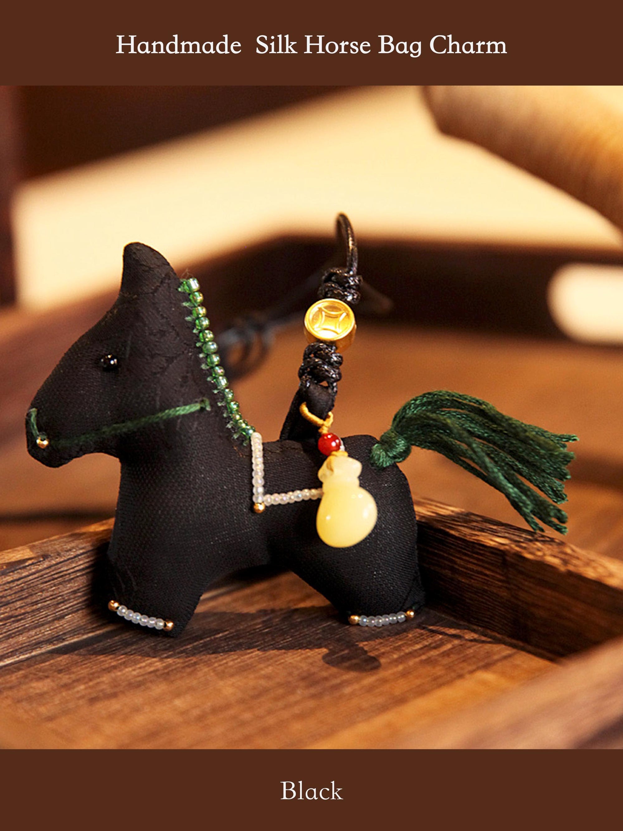 Handmade Silk Horse Bag Charm – Christmas Stocking Filler, Embroidered Horse Ornament, Lucky Horse Keyrings, Christmas Tree Decor