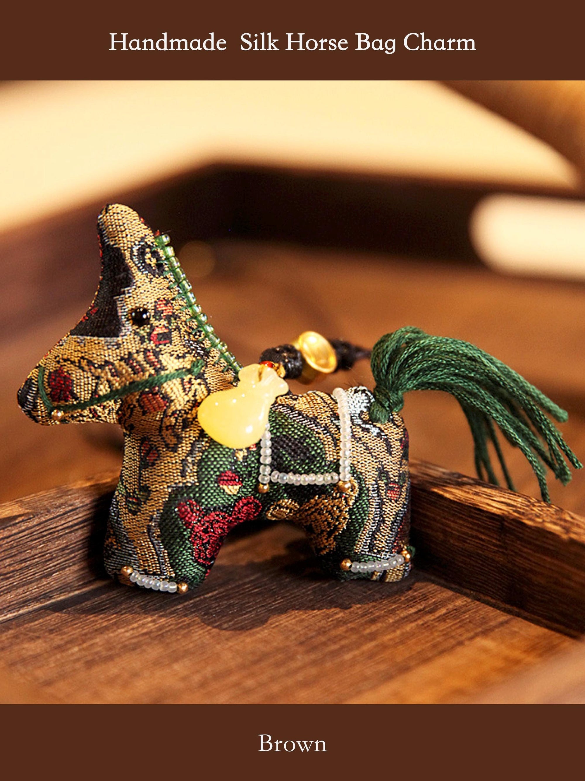 Handmade Silk Horse Bag Charm – Christmas Stocking Filler, Embroidered Horse Ornament, Lucky Horse Keyrings, Christmas Tree Decor