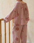 Bamboo Fibre Cotton Embroidered Loungewear Bamboo Cotton/Breathable Winter Pajamas