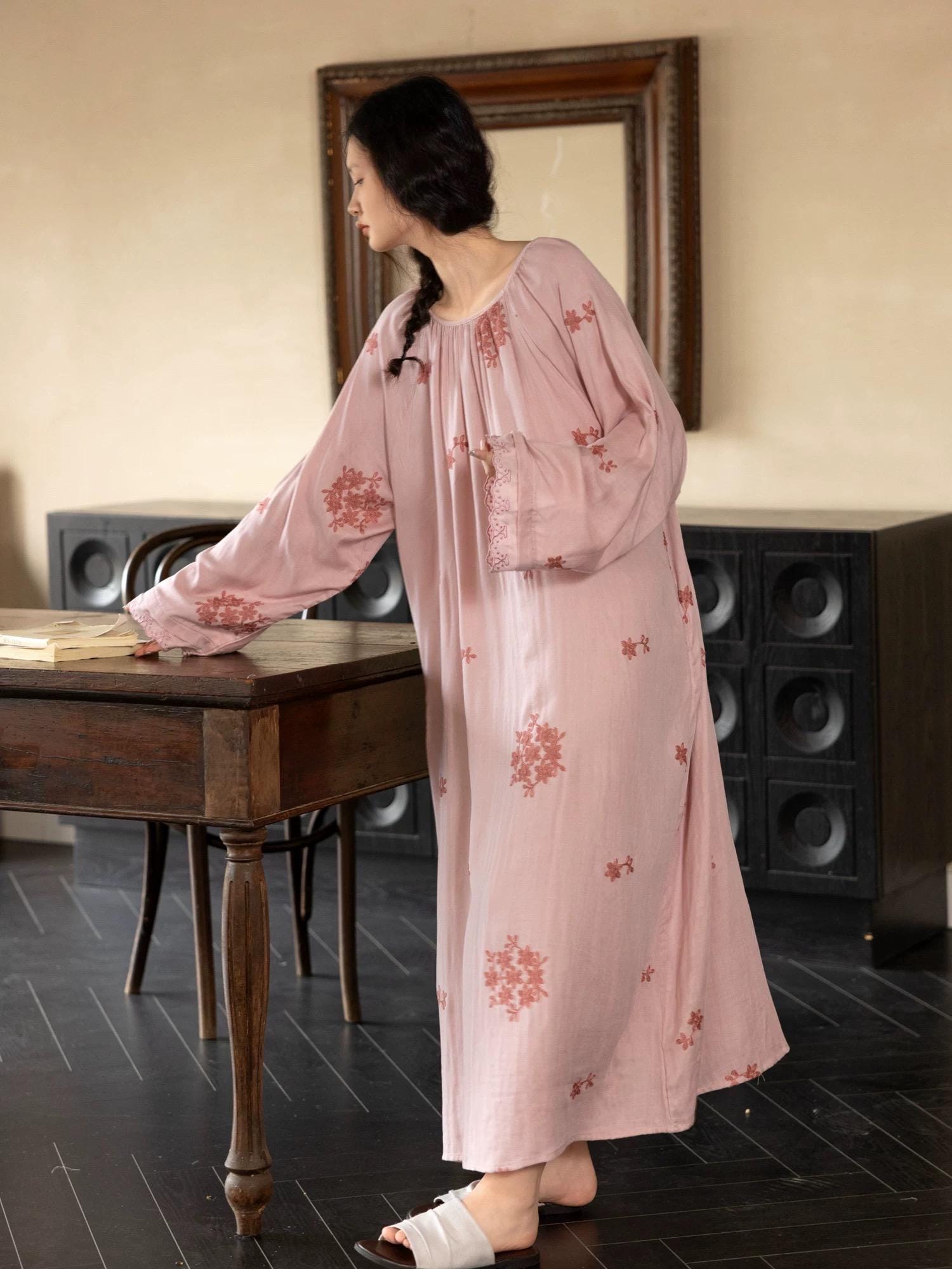 Bamboo Fibre Cotton Embroidered Loungewear Bamboo Cotton/Breathable Winter Pajamas