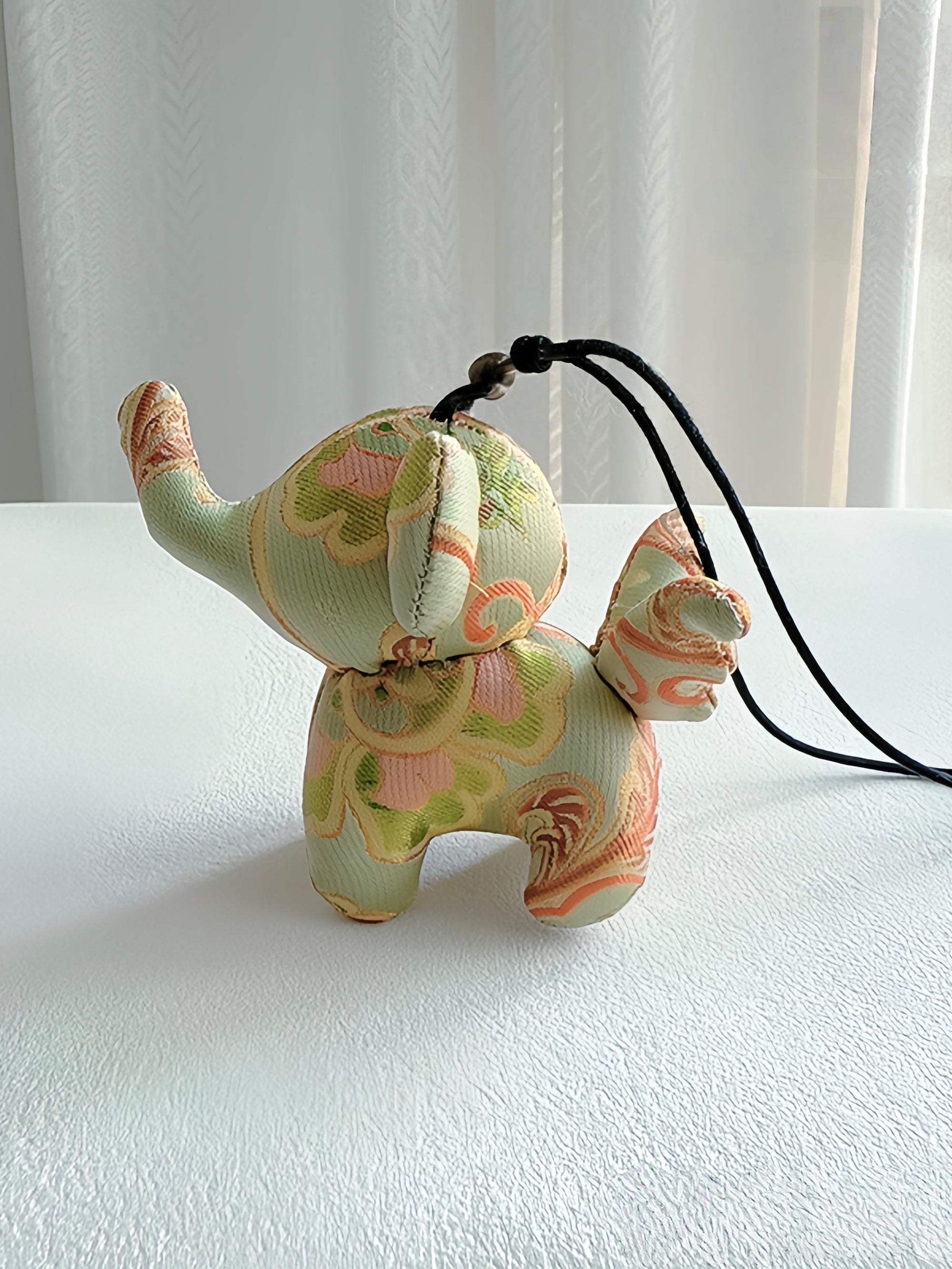 Christmas Bag Charm – Silk Fabric Hanging Ornament for Christmas Stocking Filler, Lucky Elephant , Handmade Christmas Gifts