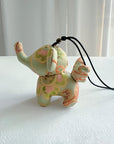 Christmas Bag Charm – Silk Fabric Hanging Ornament for Christmas Stocking Filler, Lucky Elephant , Handmade Christmas Gifts