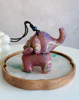 Christmas Bag Charm – Silk Fabric Hanging Ornament for Christmas Stocking Filler, Lucky Elephant , Handmade Christmas Gifts