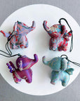 Christmas Bag Charm – Silk Fabric Hanging Ornament for Christmas Stocking Filler, Lucky Elephant , Handmade Christmas Gifts