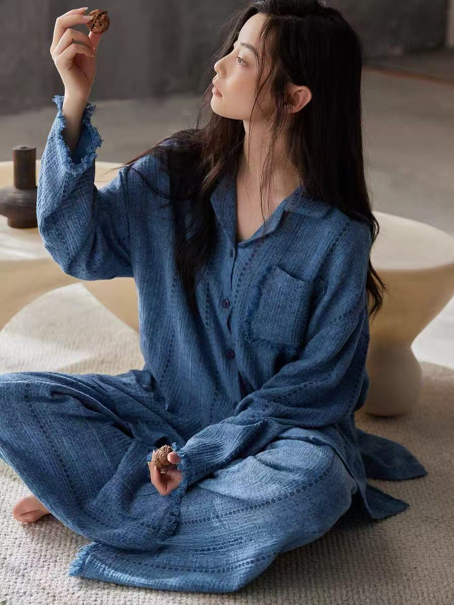 Gauze Cotton Pajamas Set for Women | Zen Meditation Outfit | Soft Breathable Loungewear | Relaxed Homewear | Gift for Her
