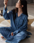 Gauze Cotton Pajamas Set for Women | Zen Meditation Outfit | Soft Breathable Loungewear | Relaxed Homewear | Gift for Her