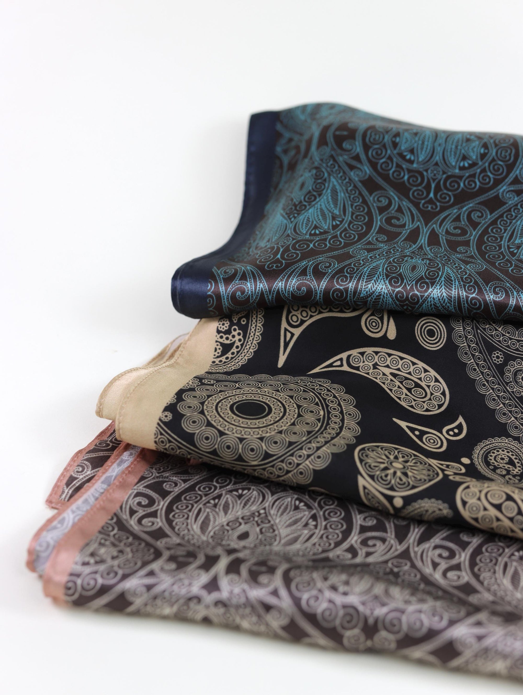 Mulberry Silk Scarf with Scarf Ring - Vintage Style Bandana