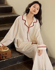 Red Trim Cotton Gauze Pyjama Set