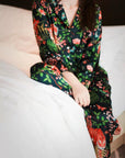 Luxury Silk Blend Christmas Pyjama Set Women – Personalised Message Tag & Gift Box – Floral Tiger Print Satin PJs Christmas Present for Her