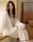 Red Trim Cotton Gauze Pyjama Set