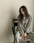 Butterfly Print Cotton Pyjama Set: Oriental Button-Up Loungewear