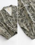 Butterfly Print Cotton Pyjama Set: Oriental Button-Up Loungewear